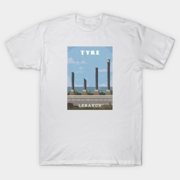 Tyre, Lebanon.Retro travel poster T-Shirt by GreekTavern